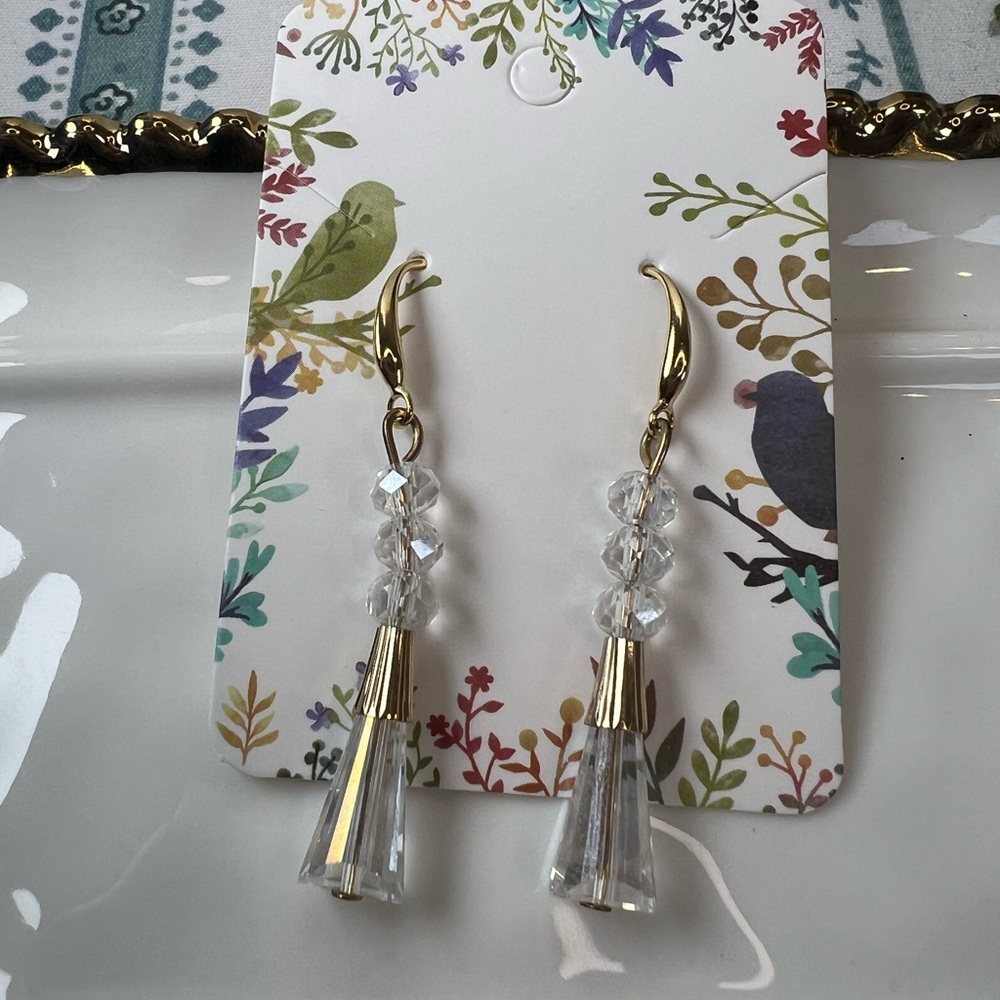 #1 FLASH SALE Gold and Clear Crystal Drop Earrings - Women Jewelry